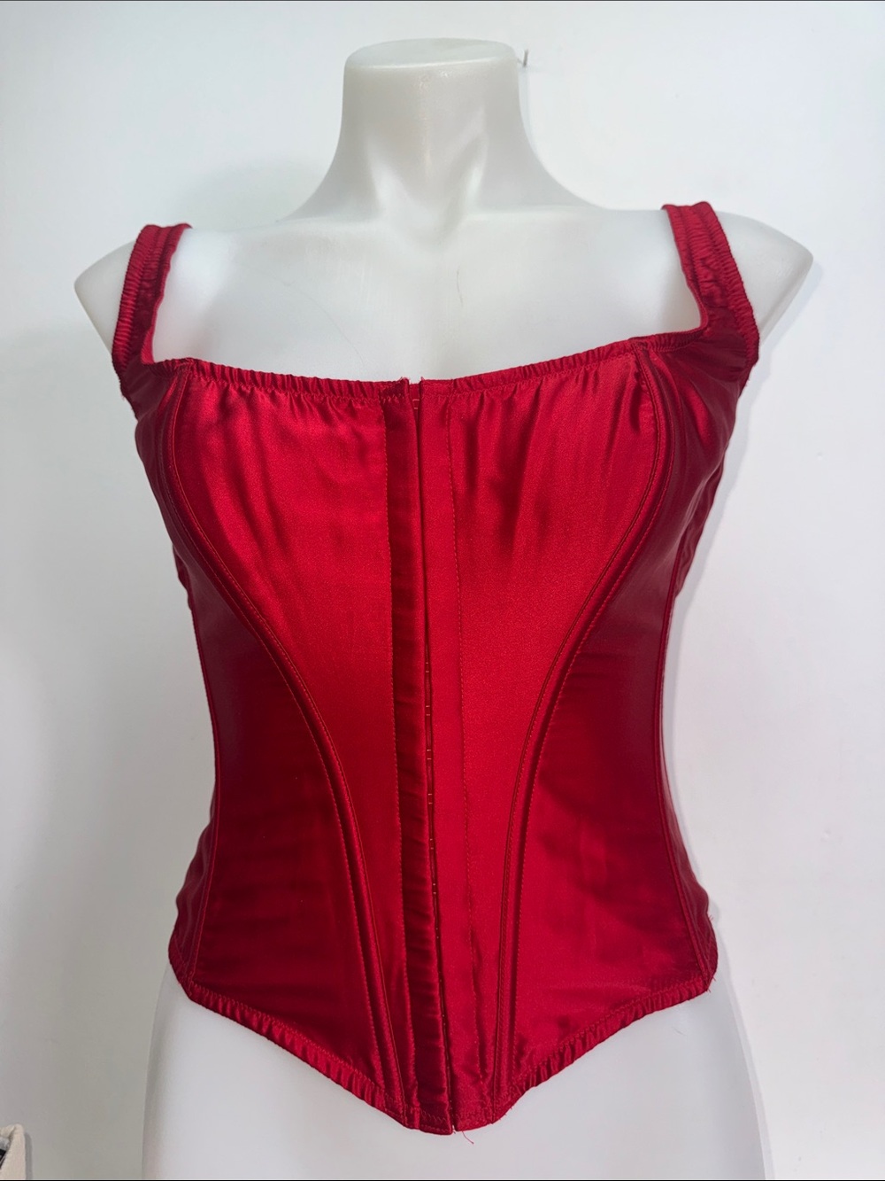Victoria's Secret Red Satin Corset Top Sz S DD NWT
